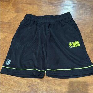 NBA Kids Black Shorts with Neon Green Accents Basketball Mesh Shorts